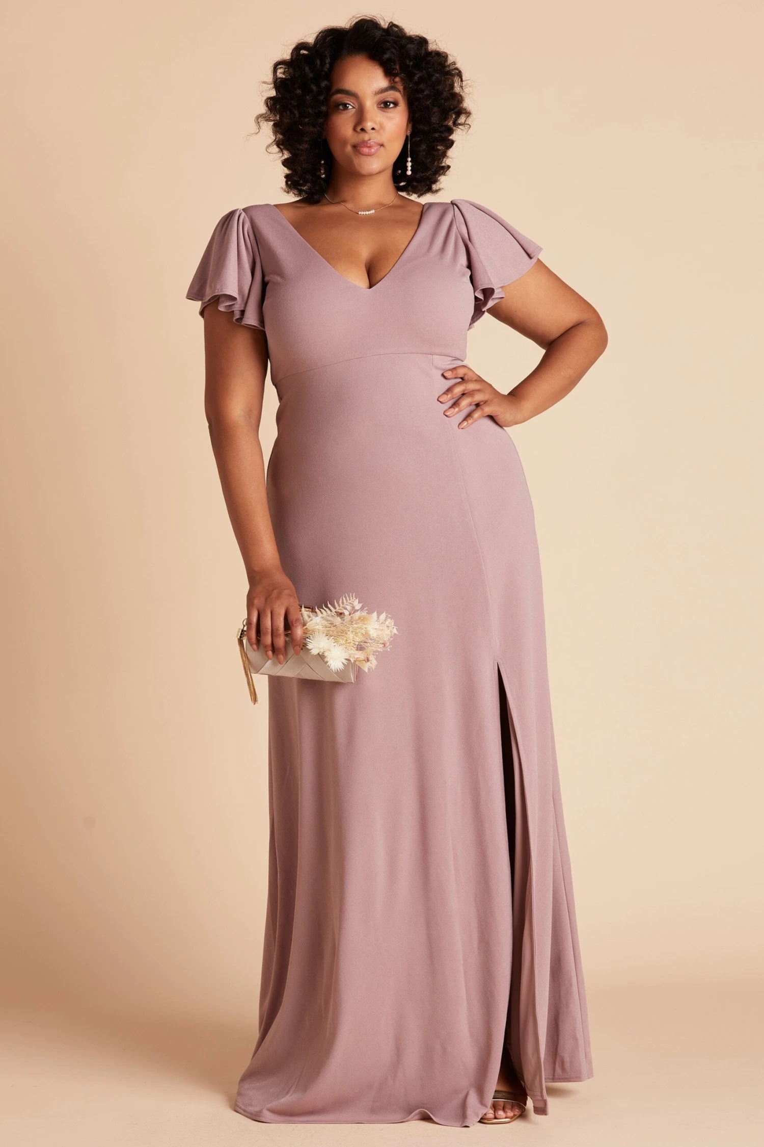 Hannah Crepe Dress - Dark Mauve - Image 5