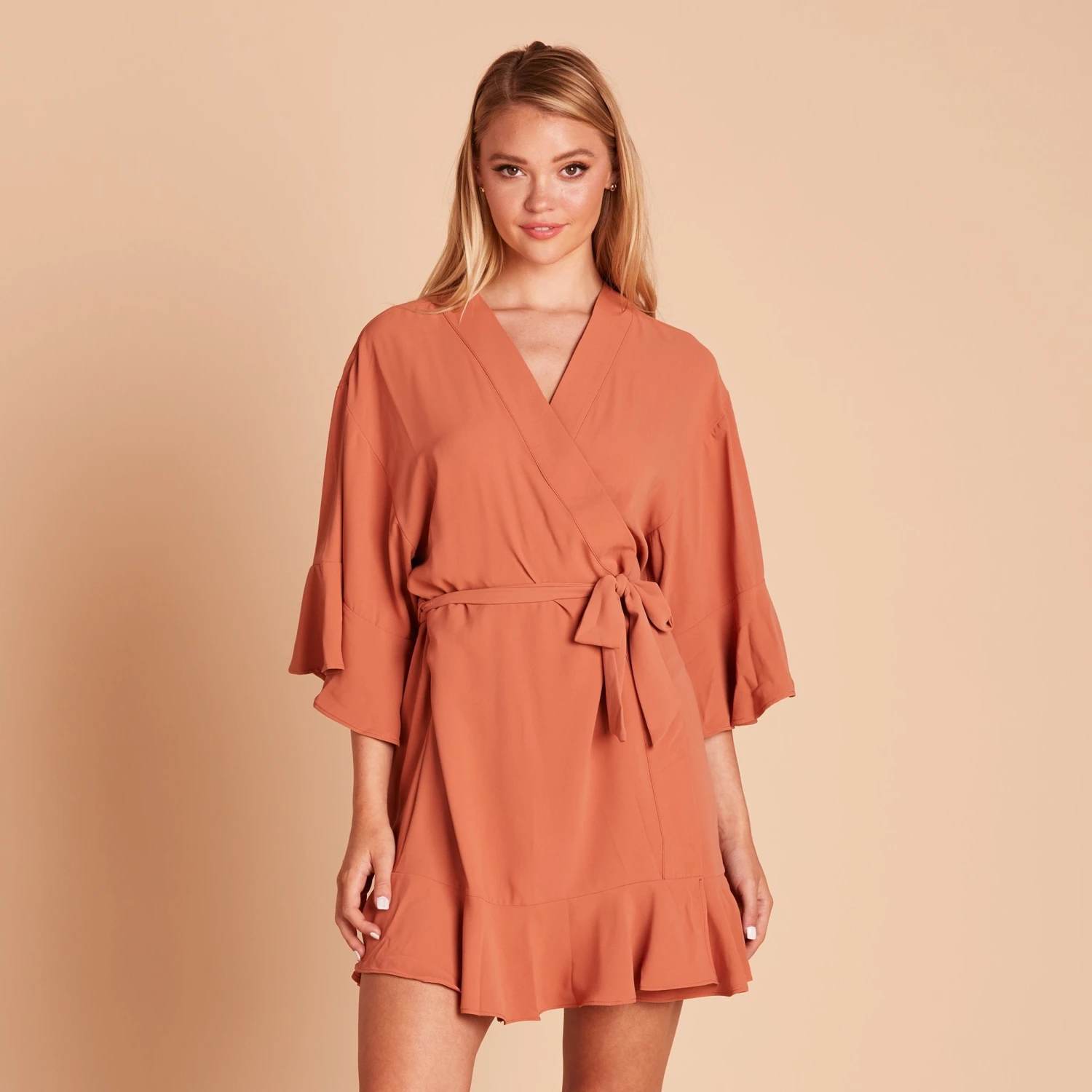 Kenny Ruffle Robe - Terracotta - Image 5