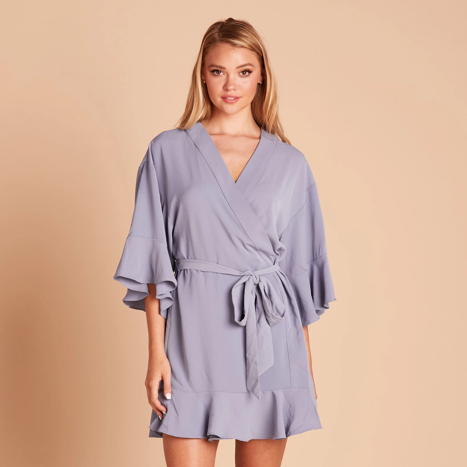 Kenny Ruffle Robe - Dusty Blue - Image 5