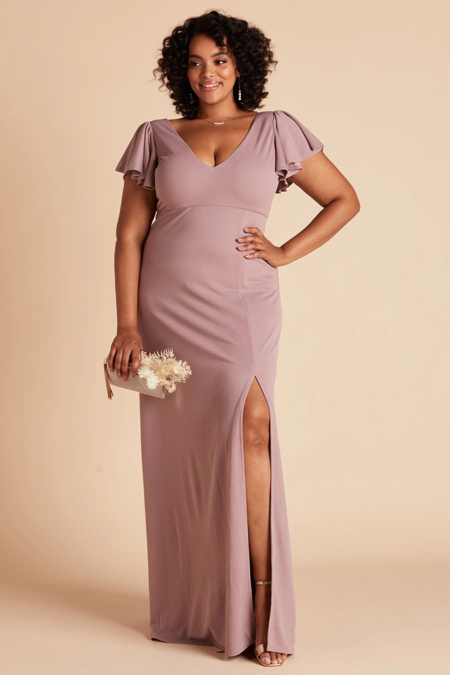 Hannah Crepe Dress - Dark Mauve - Image 4