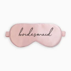 Silk Bridesmaid Sleep Mask - Script Pink