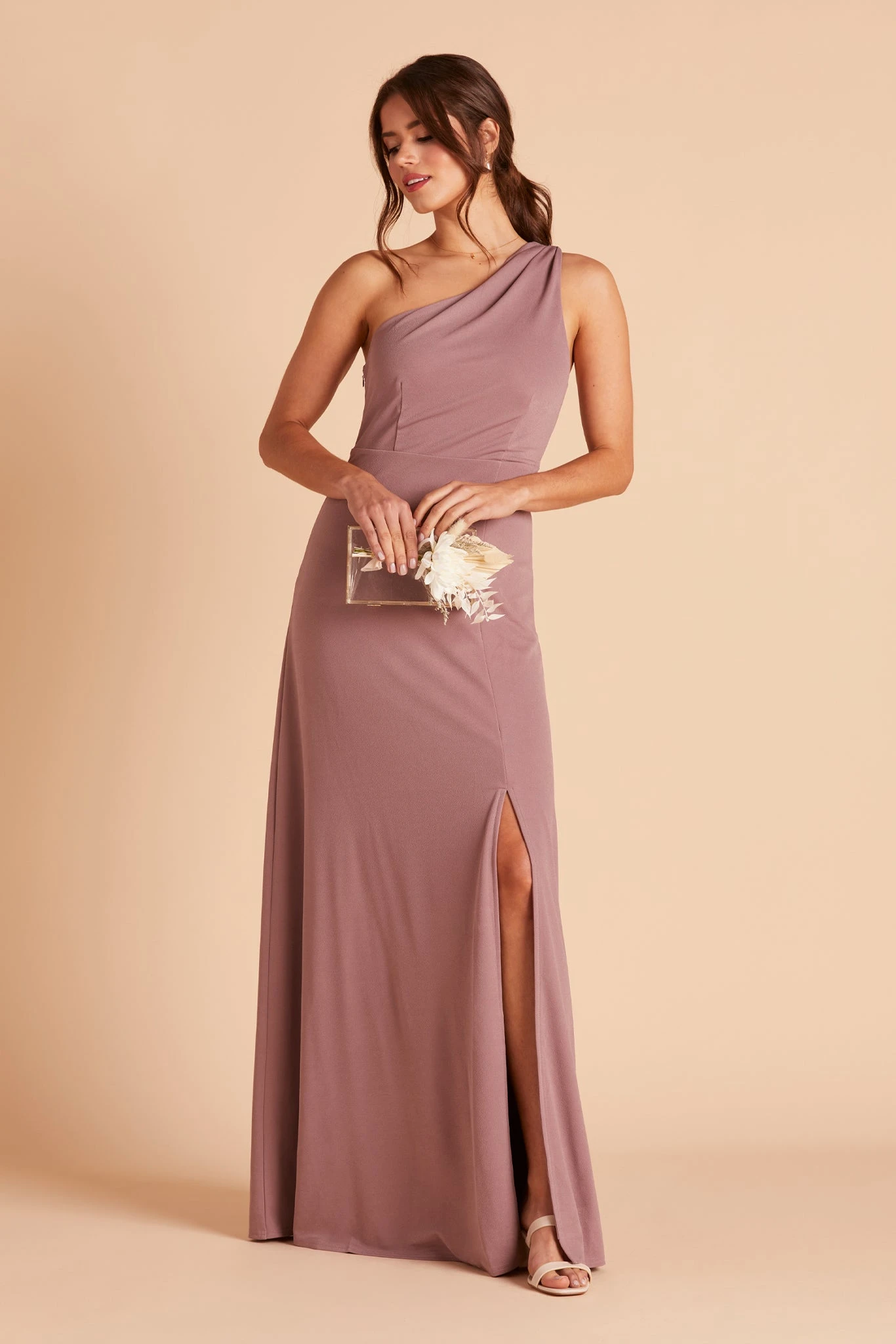 Kira Crepe Dress - Dark Mauve - Image 3
