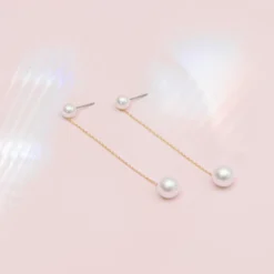 Everett Long Pearl Drop Earrings