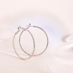 Large Lansing Pave Hoops - Silver