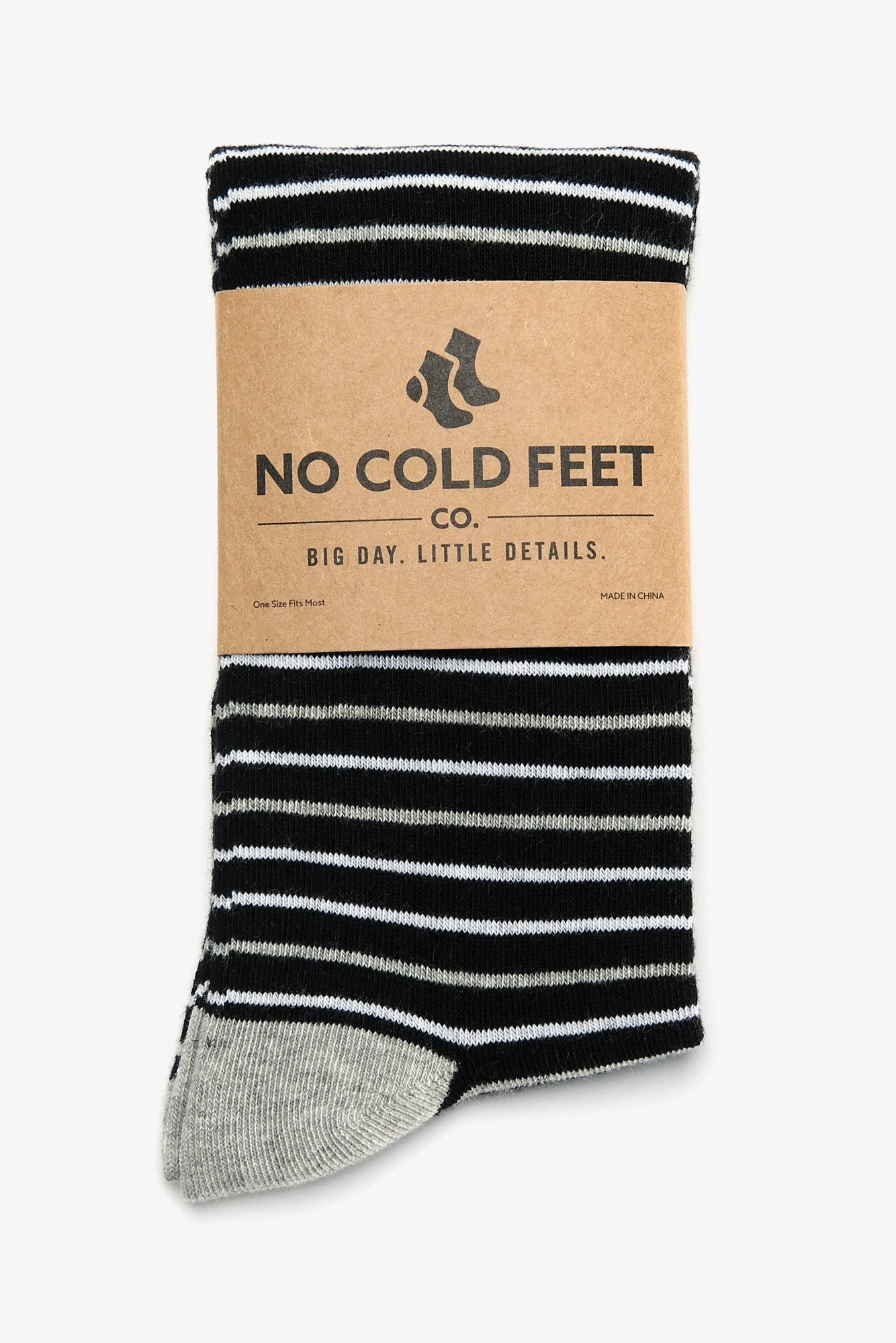 Striped Groomsmen Socks By No Cold Feet - Black - Image 2