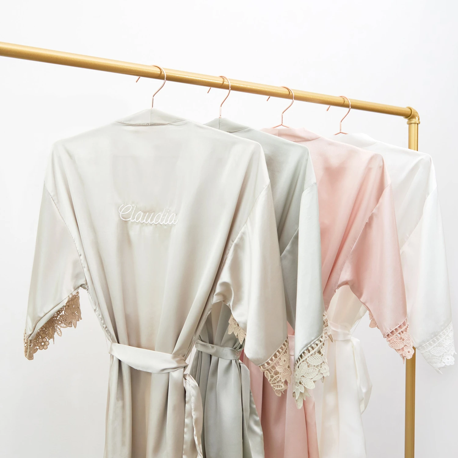 Claudine Lace Robe - Taupe - Image 9
