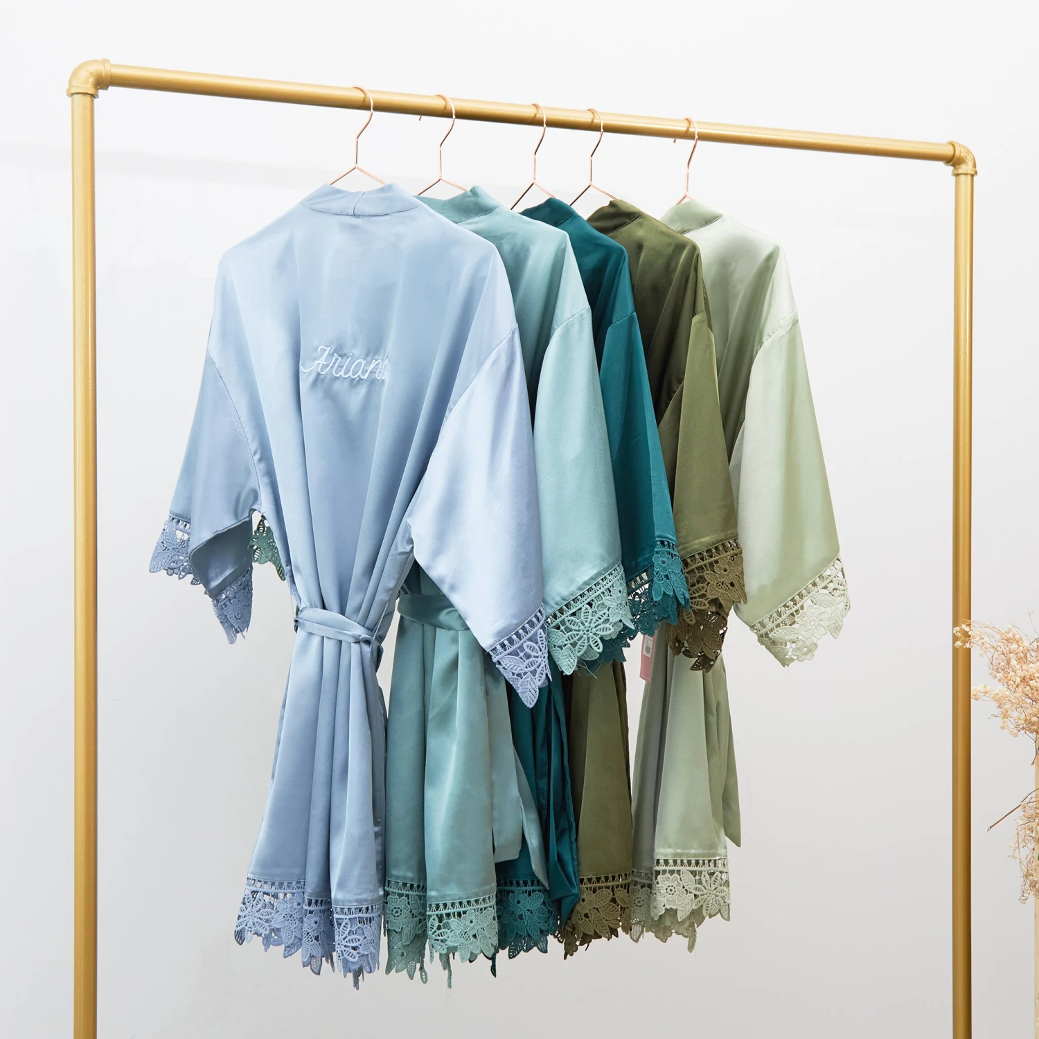 Claudine Lace Robe - Emerald - Image 8