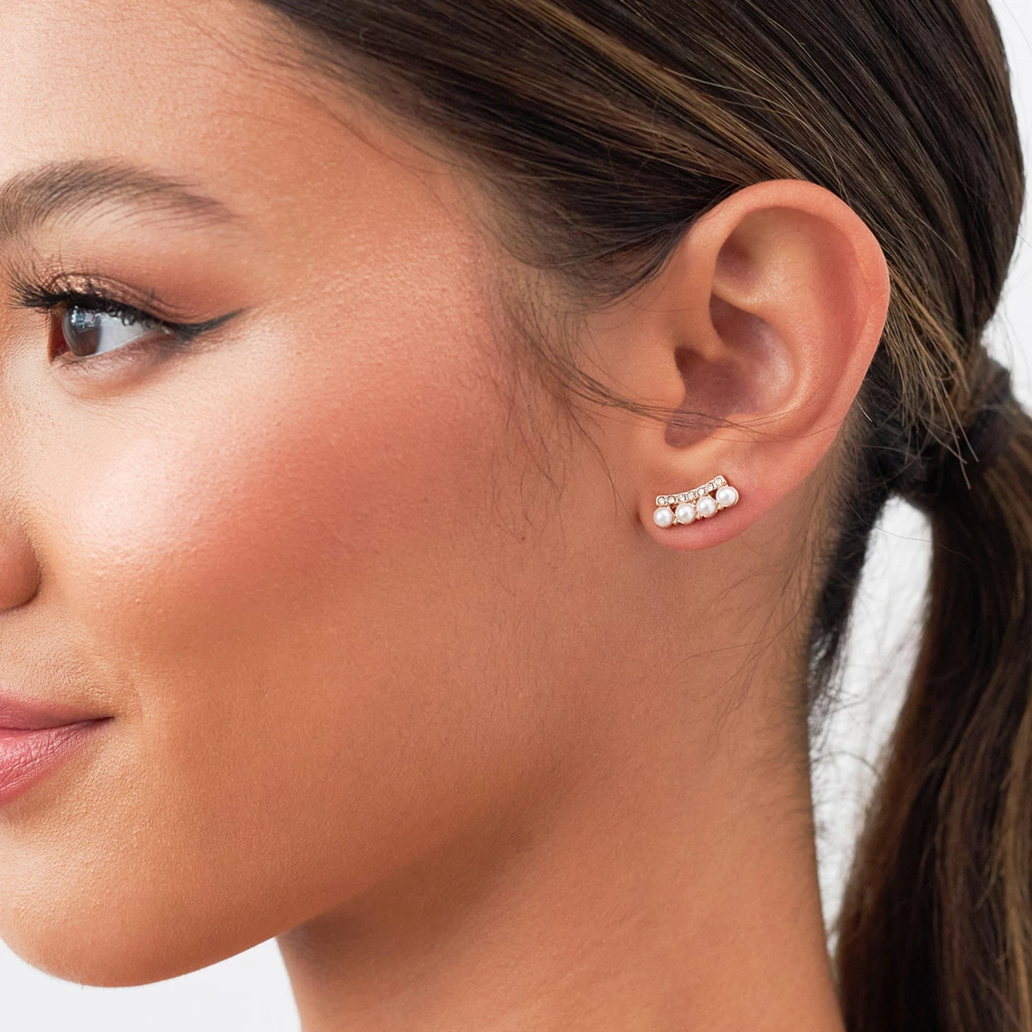 Plano Pearl And Crystal Studs - Image 2