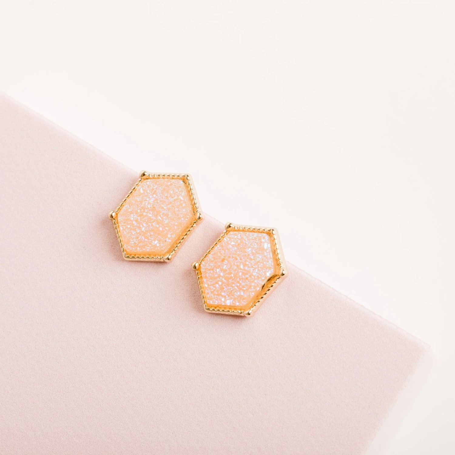 Brentwood Druzy Studs - Blush
