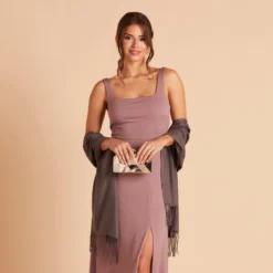 Shawl With Fringe - Dark Grey