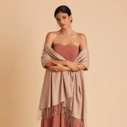 Shawl With Fringe - Taupe