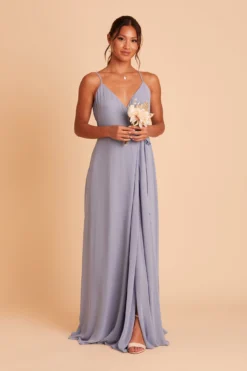 Cindy Chiffon Dress - Dusty Blue