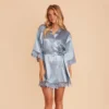 Claudine Lace Robe - Dusty Blue