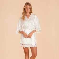Claudine Lace Robe - White