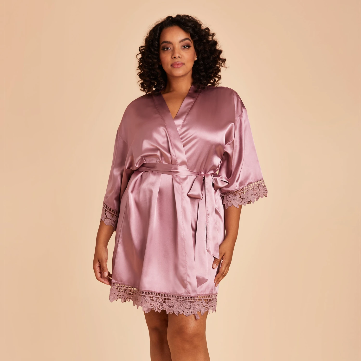 Claudine Lace Robe - Dark Mauve - Image 3