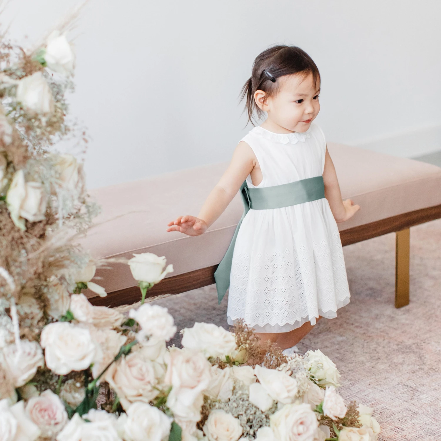 Liz Flower Girl Sash - Sheen Sea Glass - Image 4