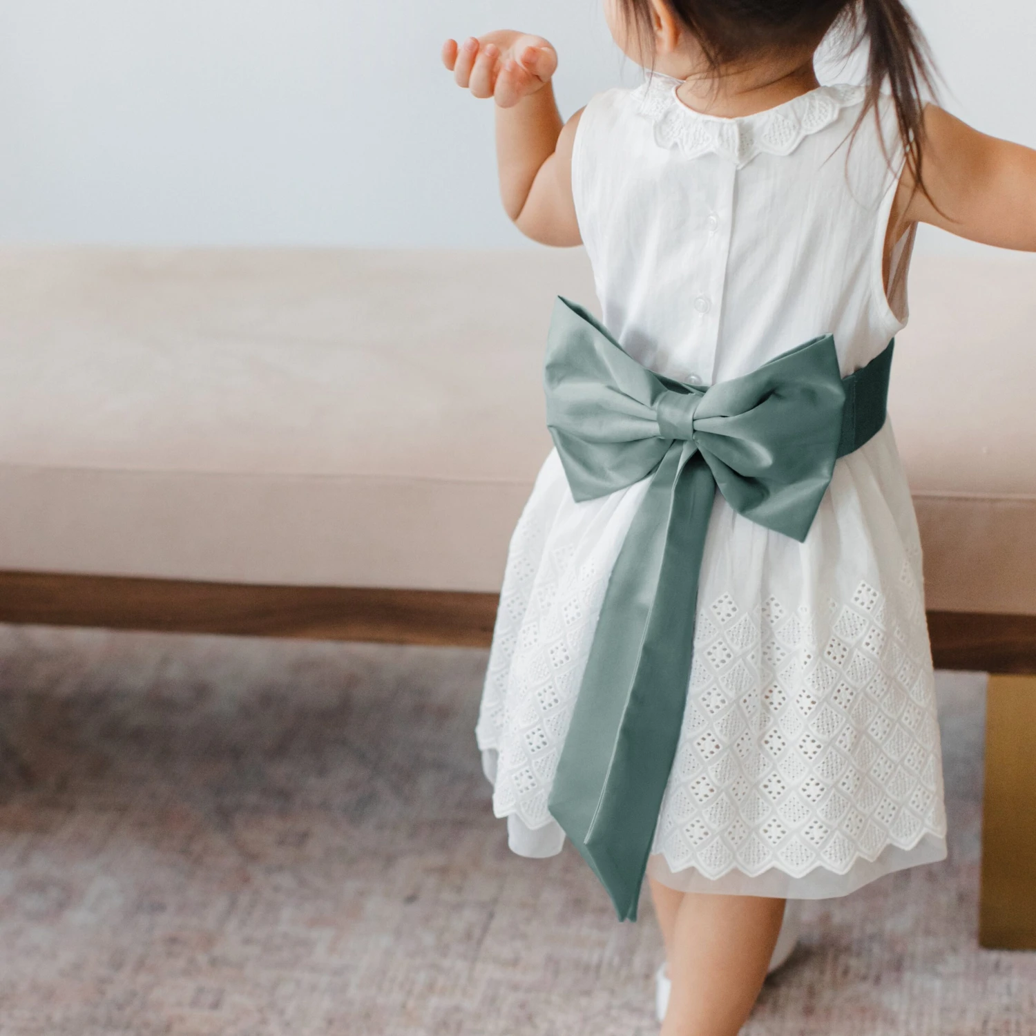 Liz Flower Girl Sash - Sheen Sea Glass - Image 2