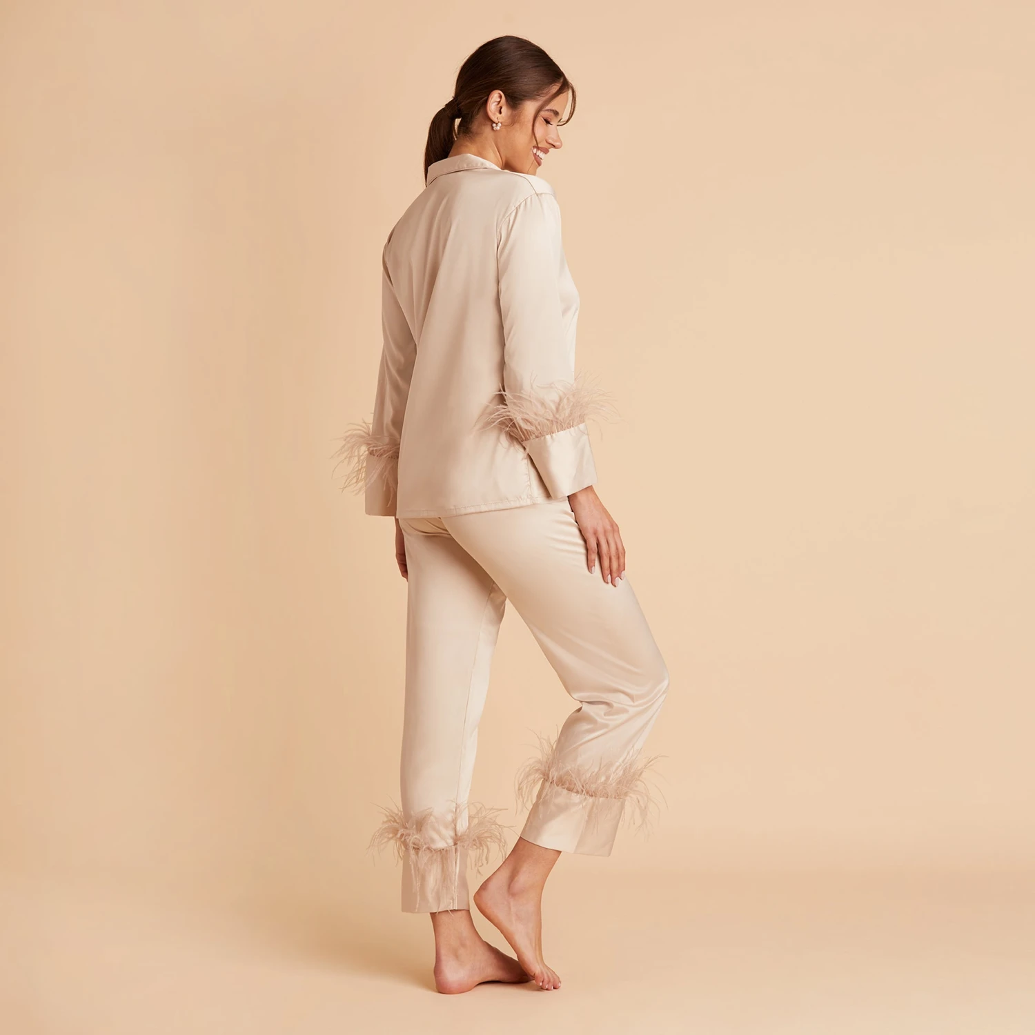 Feathered Pajama Set - Champagne - Image 6