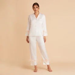 Feathered Pajama Set - White
