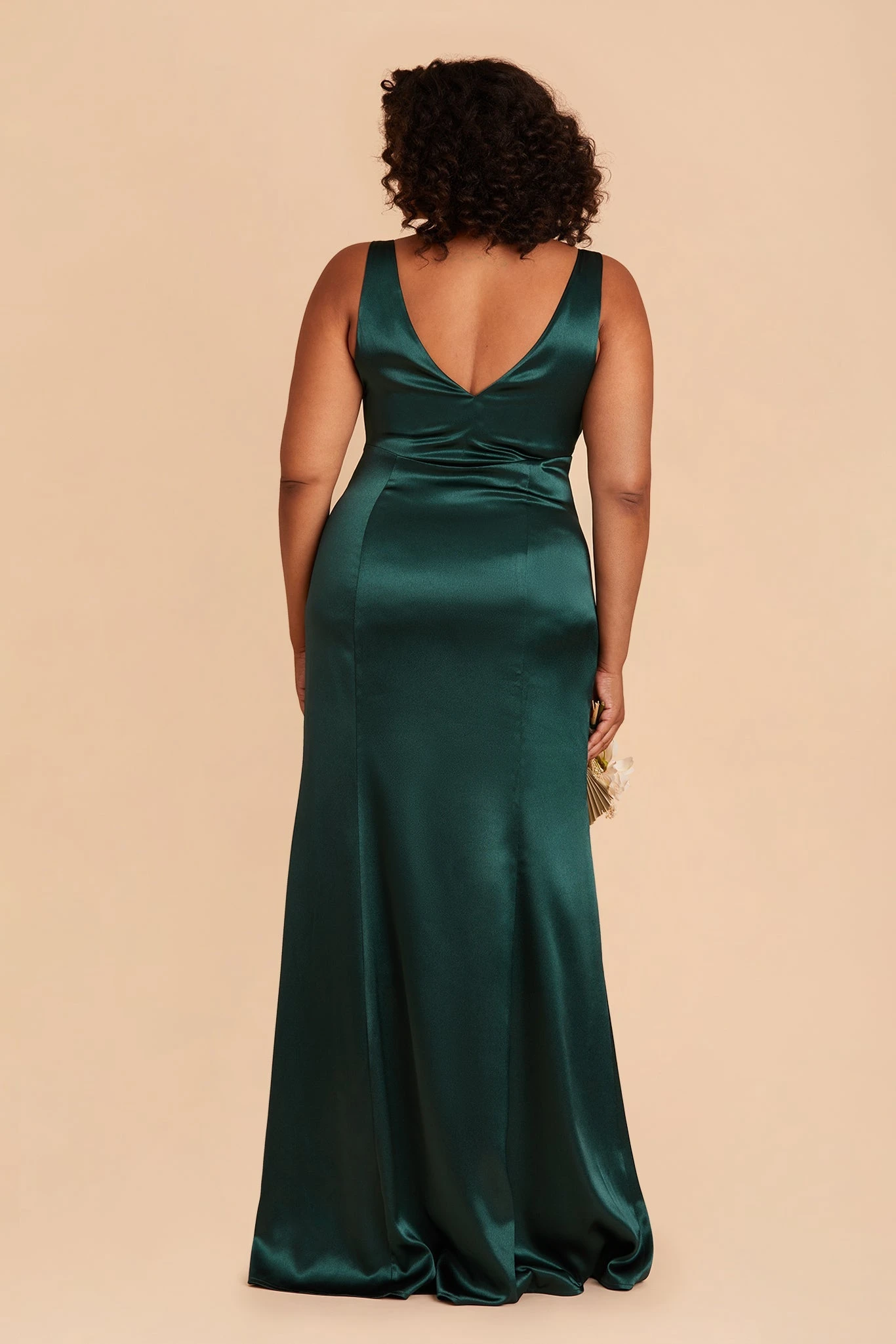 Gloria Shiny Satin Dress - Emerald - Image 10