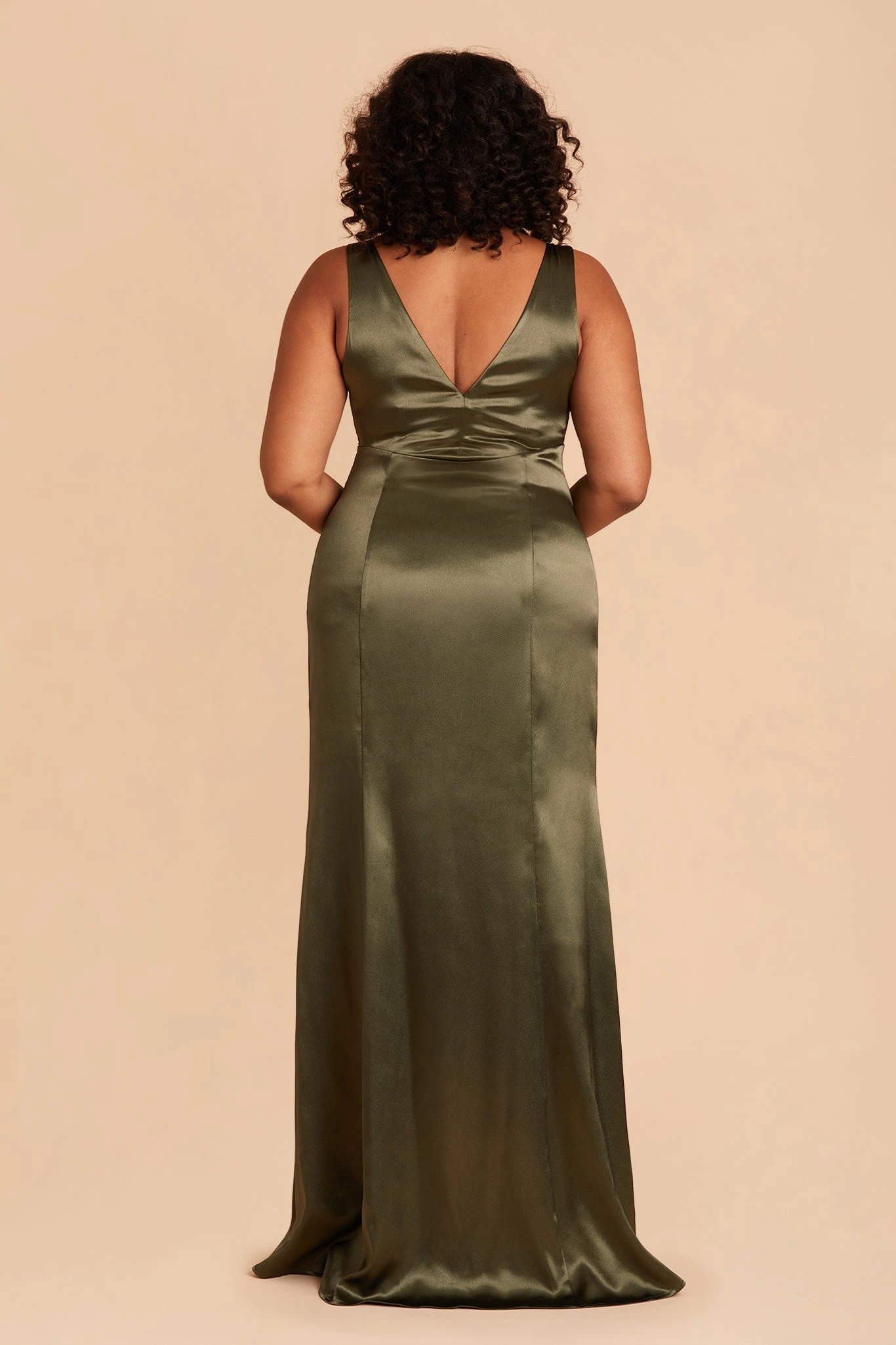 Gloria Shiny Satin Dress - Olive - Image 11