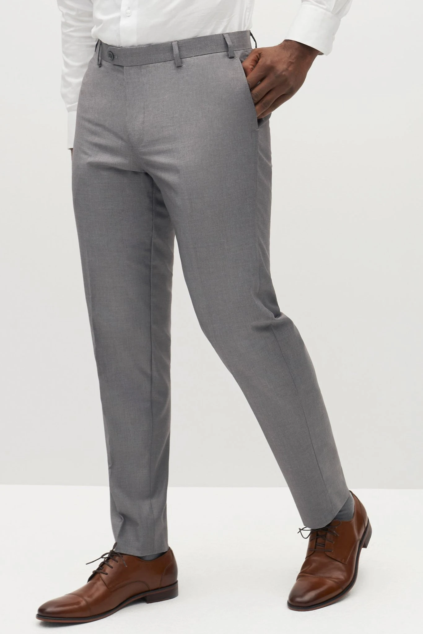 Textured Gray Suit Pants By SuitShop - Image 3