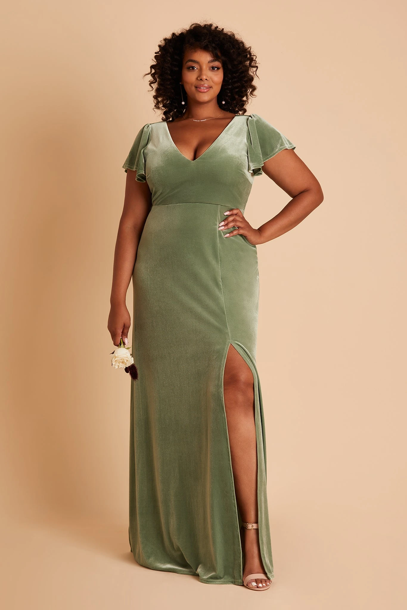 Hannah Velvet Dress - Dark Sage - Image 9