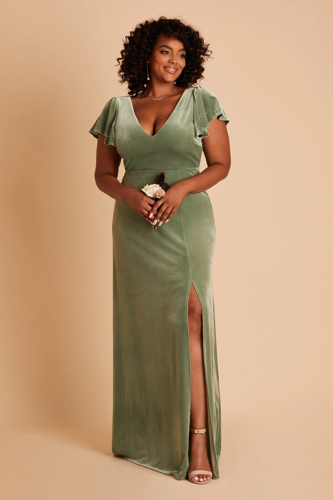 Hannah Velvet Dress - Dark Sage - Image 10