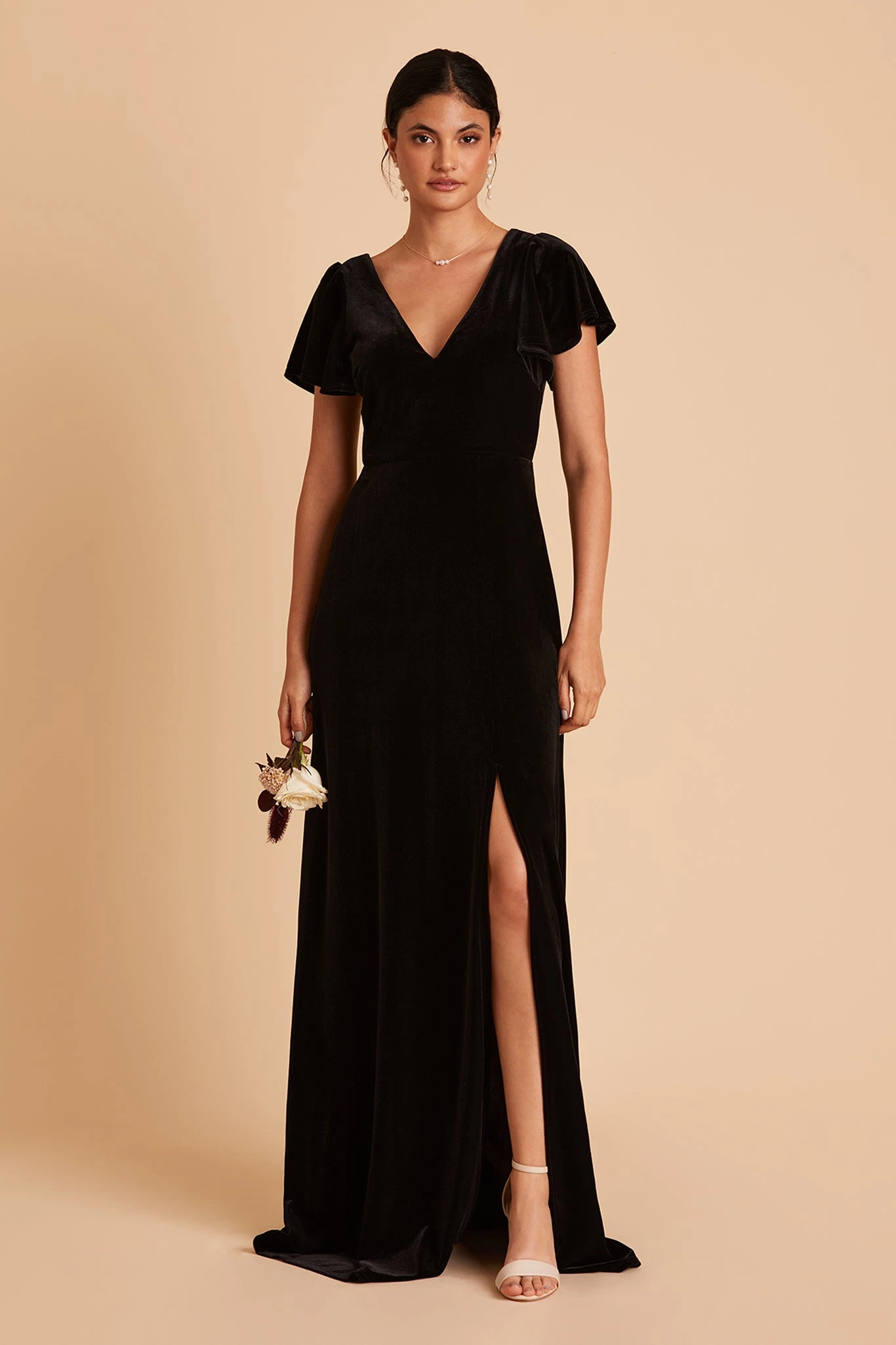 Hannah Velvet Dress - Black - Image 4