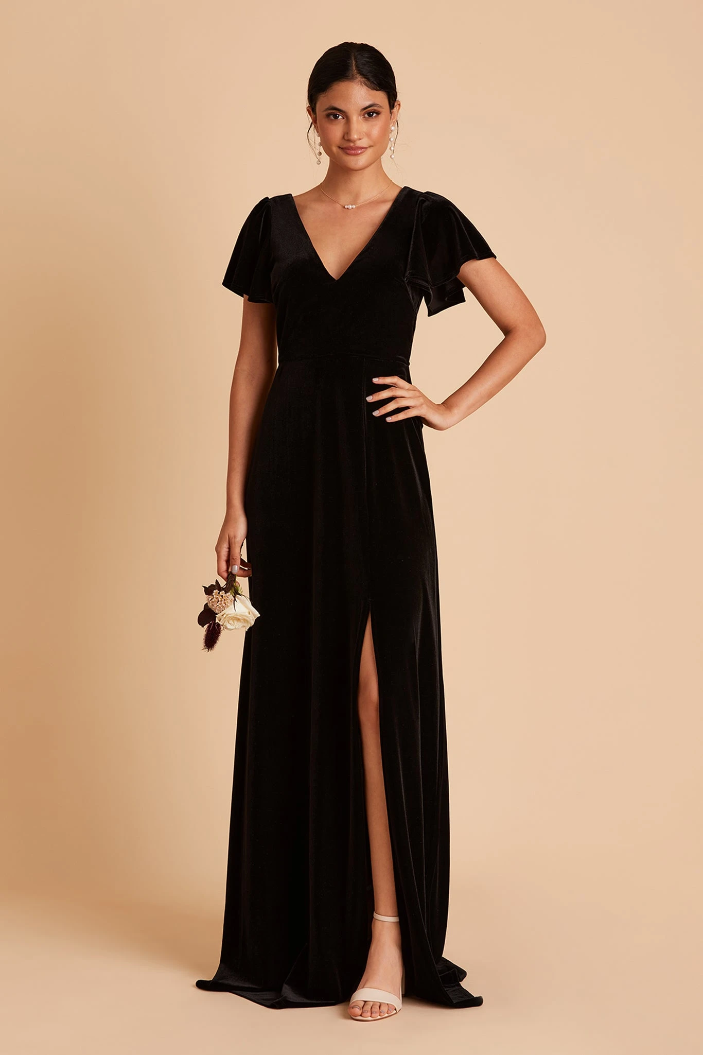 Hannah Velvet Dress - Black - Image 3