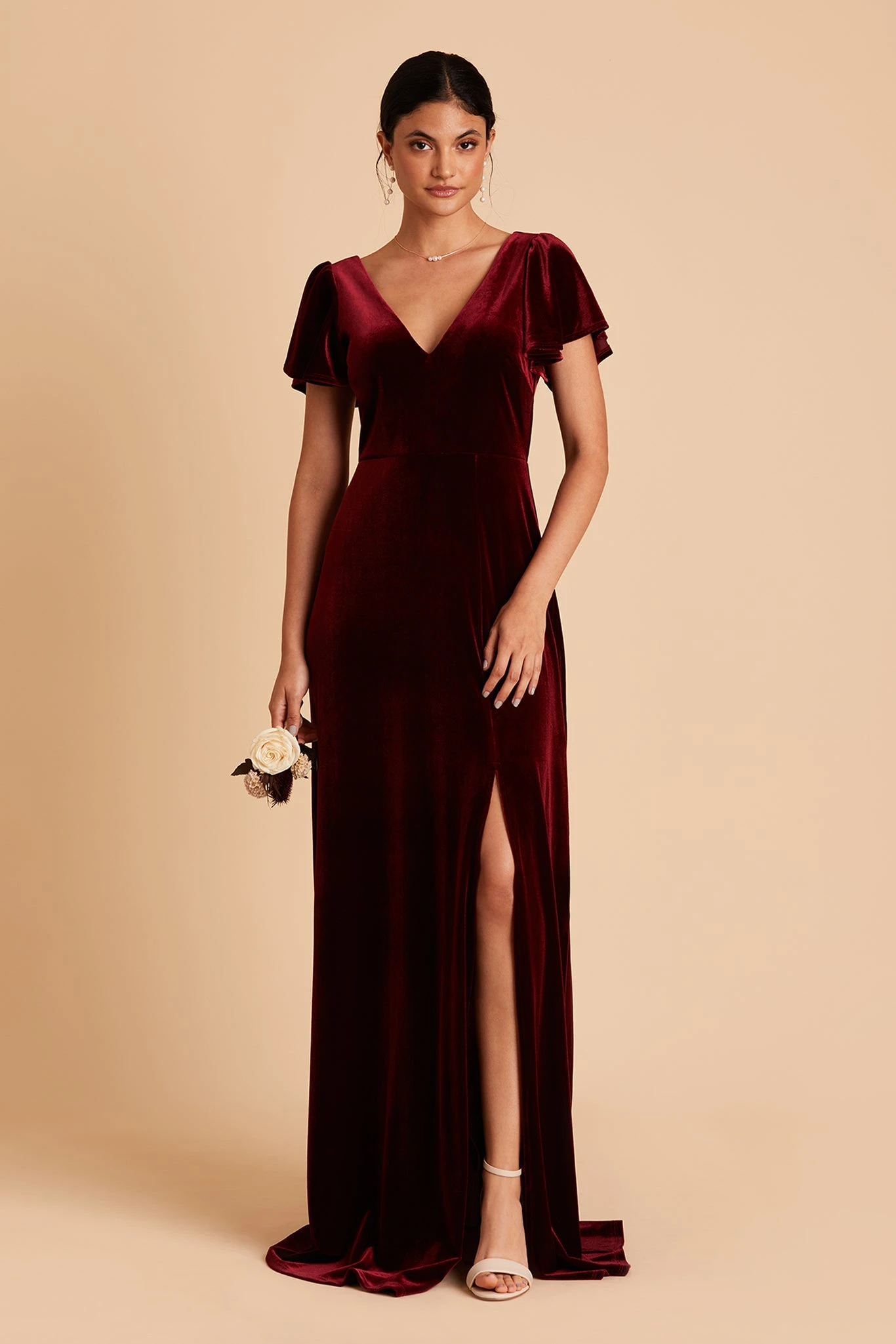 Hannah Velvet Dress - Cabernet - Image 3
