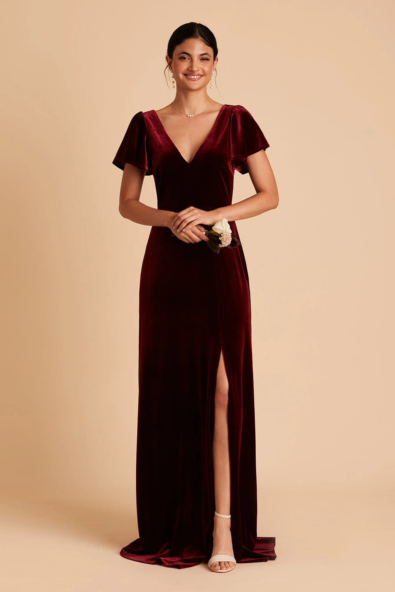 Hannah Velvet Dress - Cabernet - Image 4