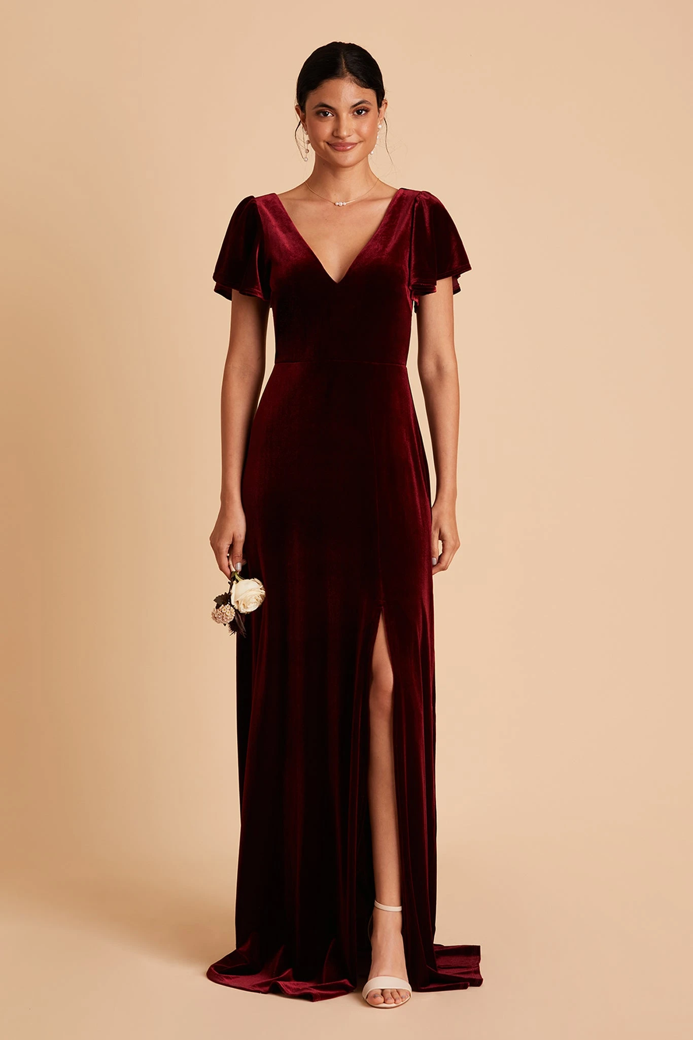 Hannah Velvet Dress - Cabernet - Image 5