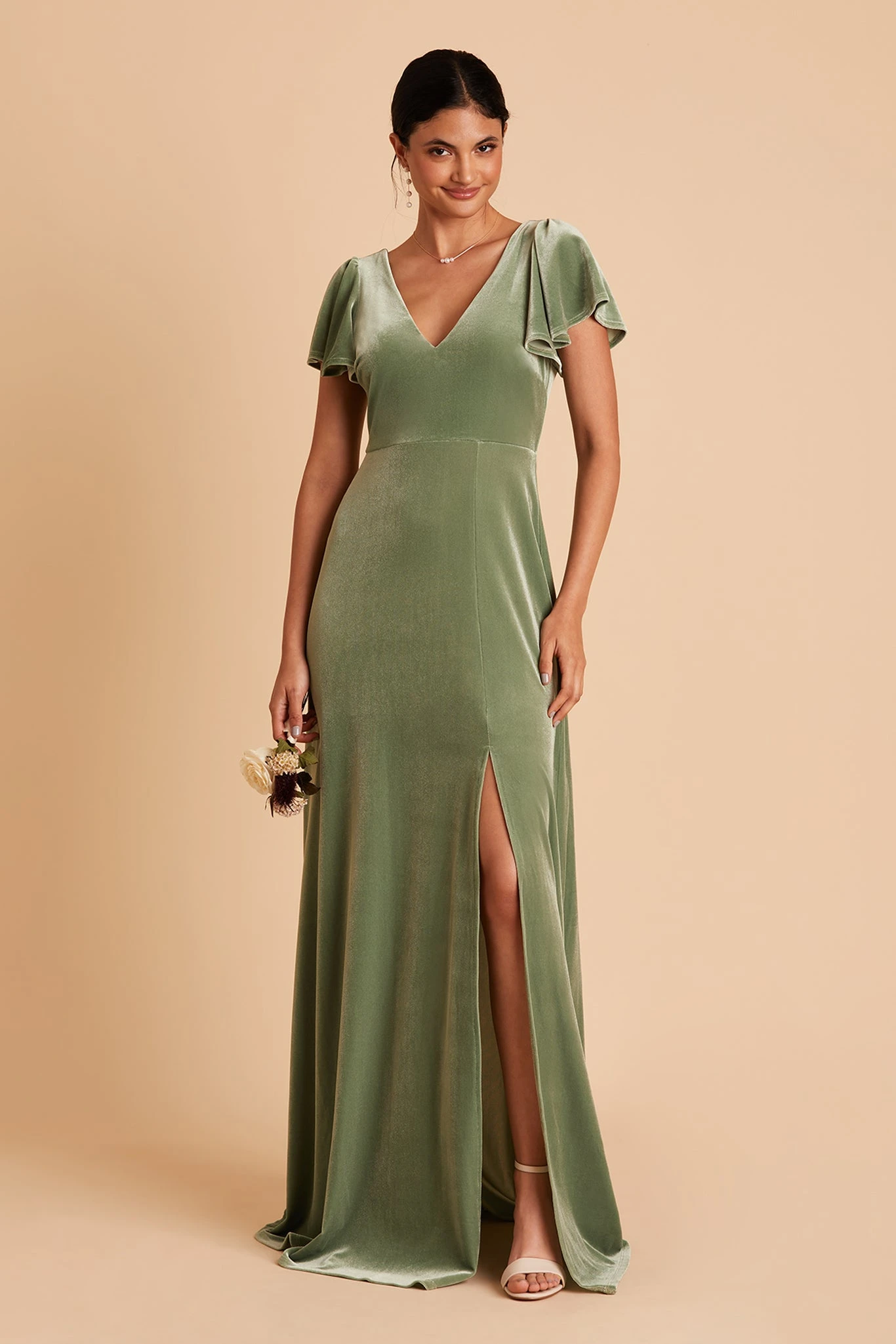 Hannah Velvet Dress - Dark Sage - Image 5