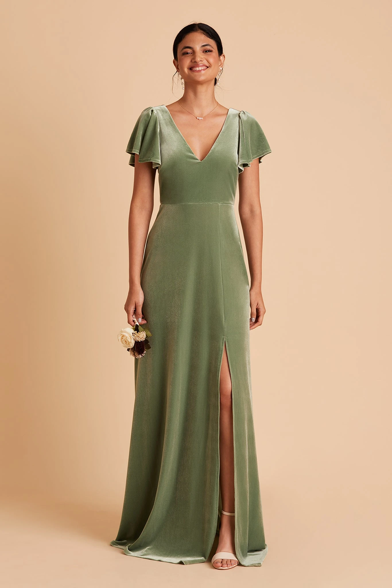 Hannah Velvet Dress - Dark Sage - Image 7