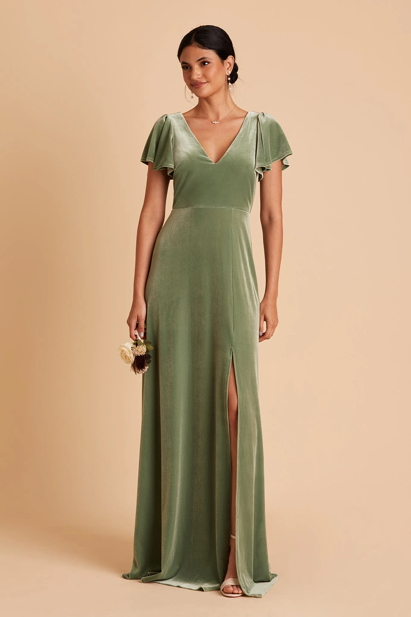 Hannah Velvet Dress - Dark Sage - Image 4