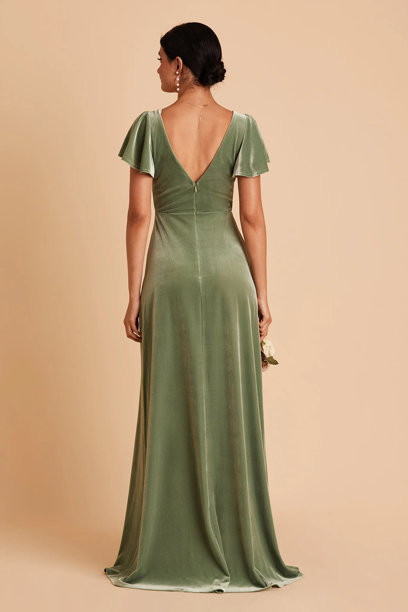 Hannah Velvet Dress - Dark Sage - Image 6
