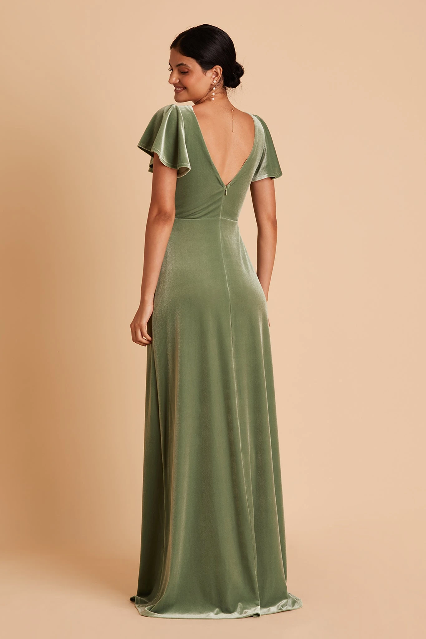 Hannah Velvet Dress - Dark Sage - Image 3