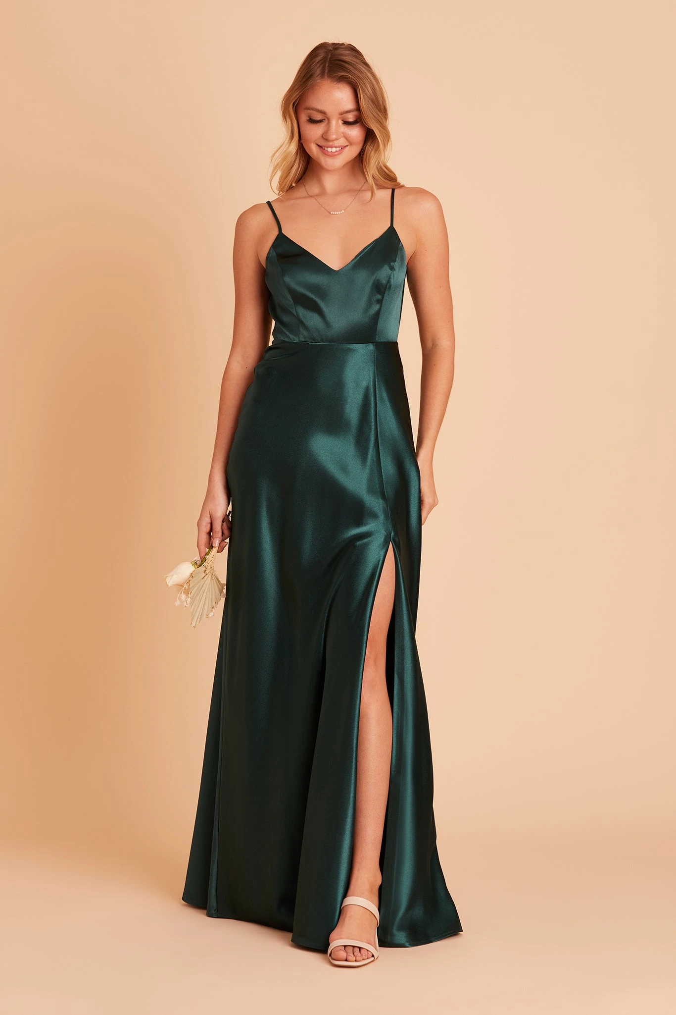 Jay Shiny Satin Dress - Emerald - Image 6