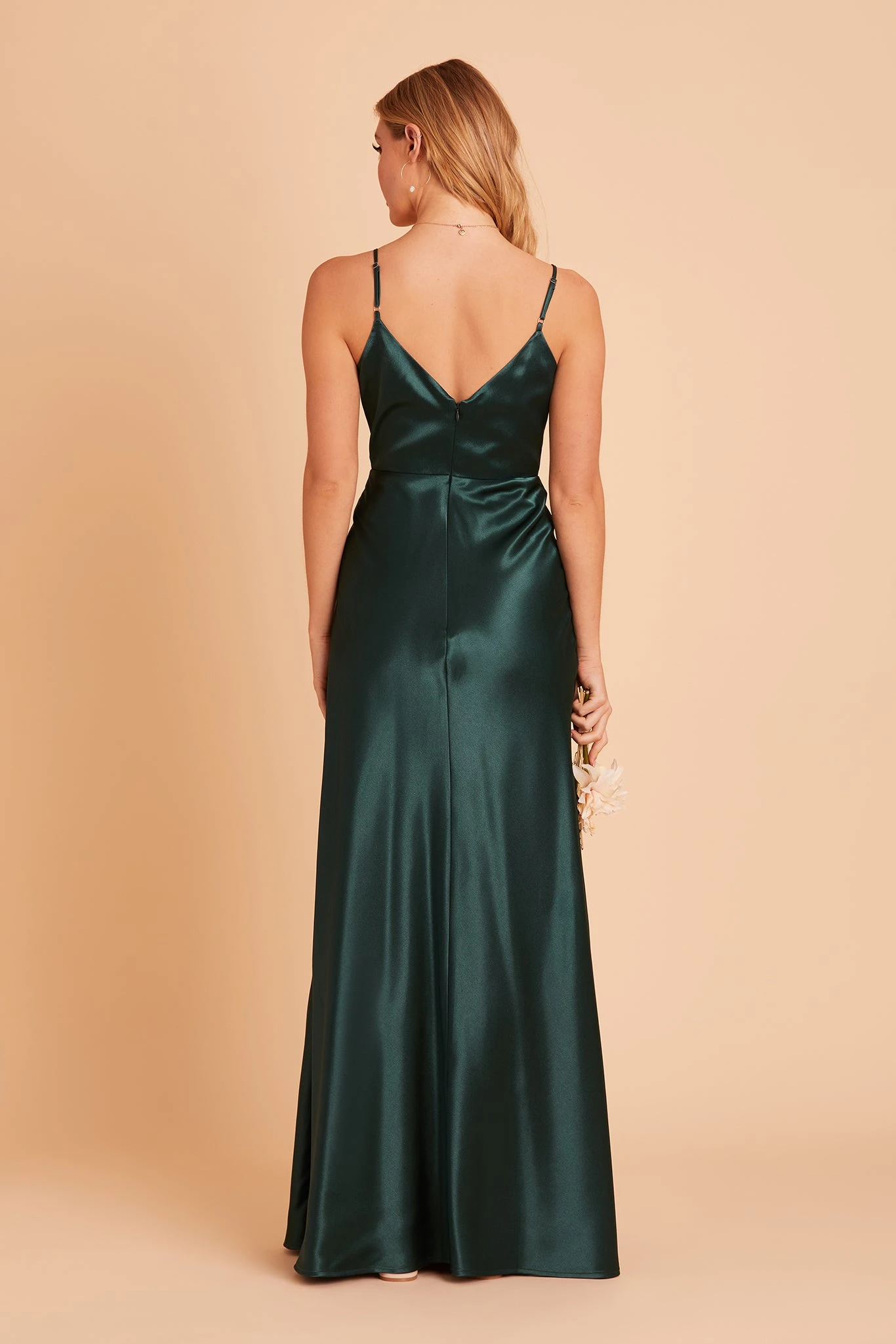 Jay Shiny Satin Dress - Emerald - Image 9