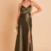 Jay Shiny Satin Dress - Olive