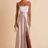 Jay Shiny Satin Dress - Taupe