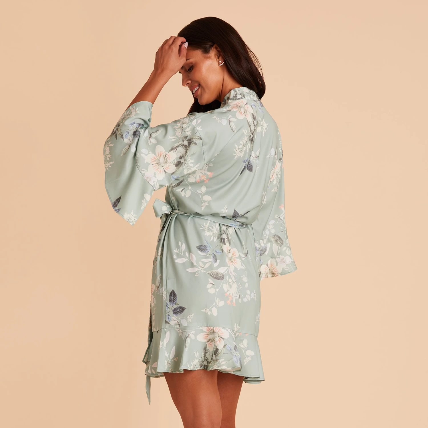 Kenny Floral Ruffle Robe - Sage Bouquet Floral - Image 4