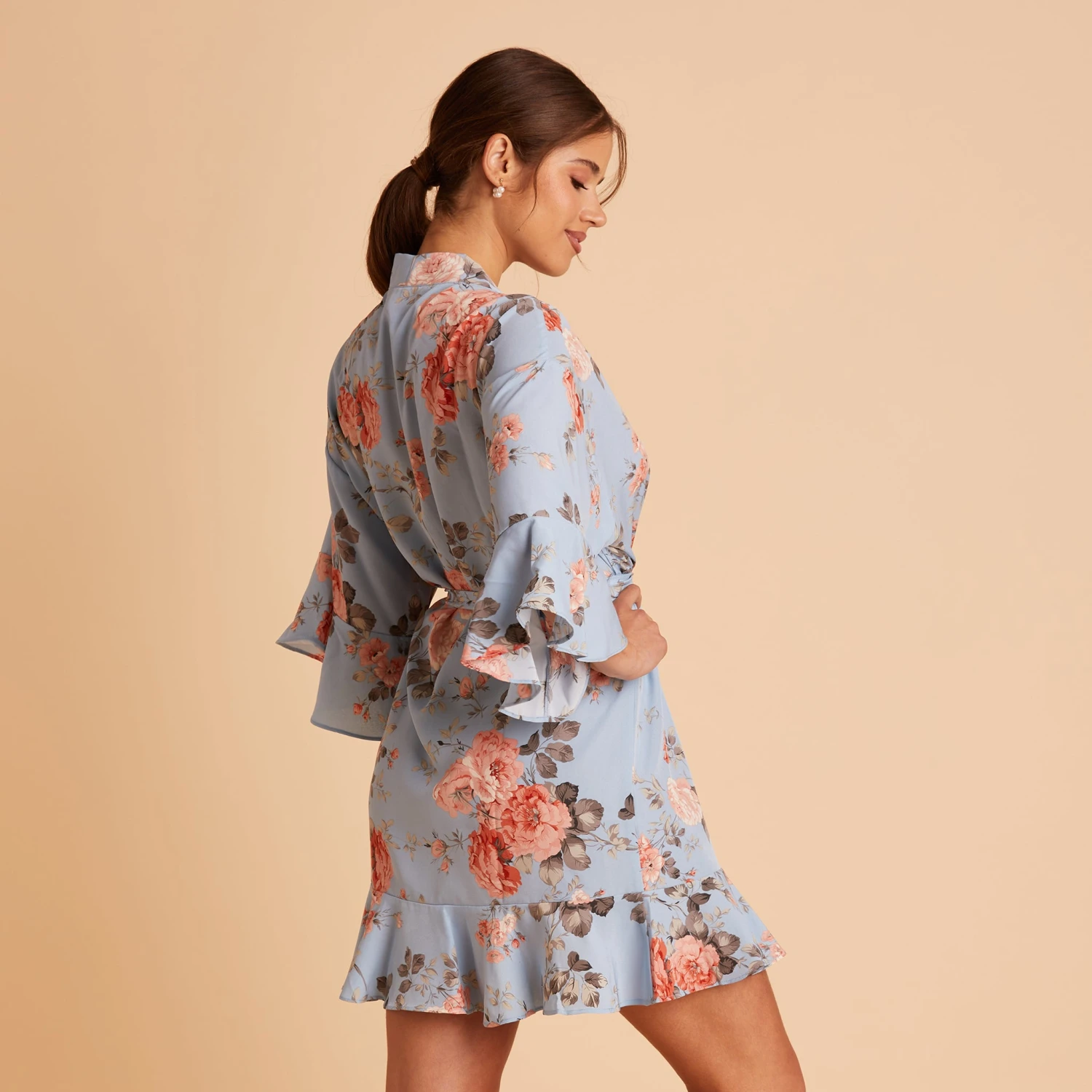 Kenny Floral Ruffle Robe - Dusty Blue Floral - Image 5