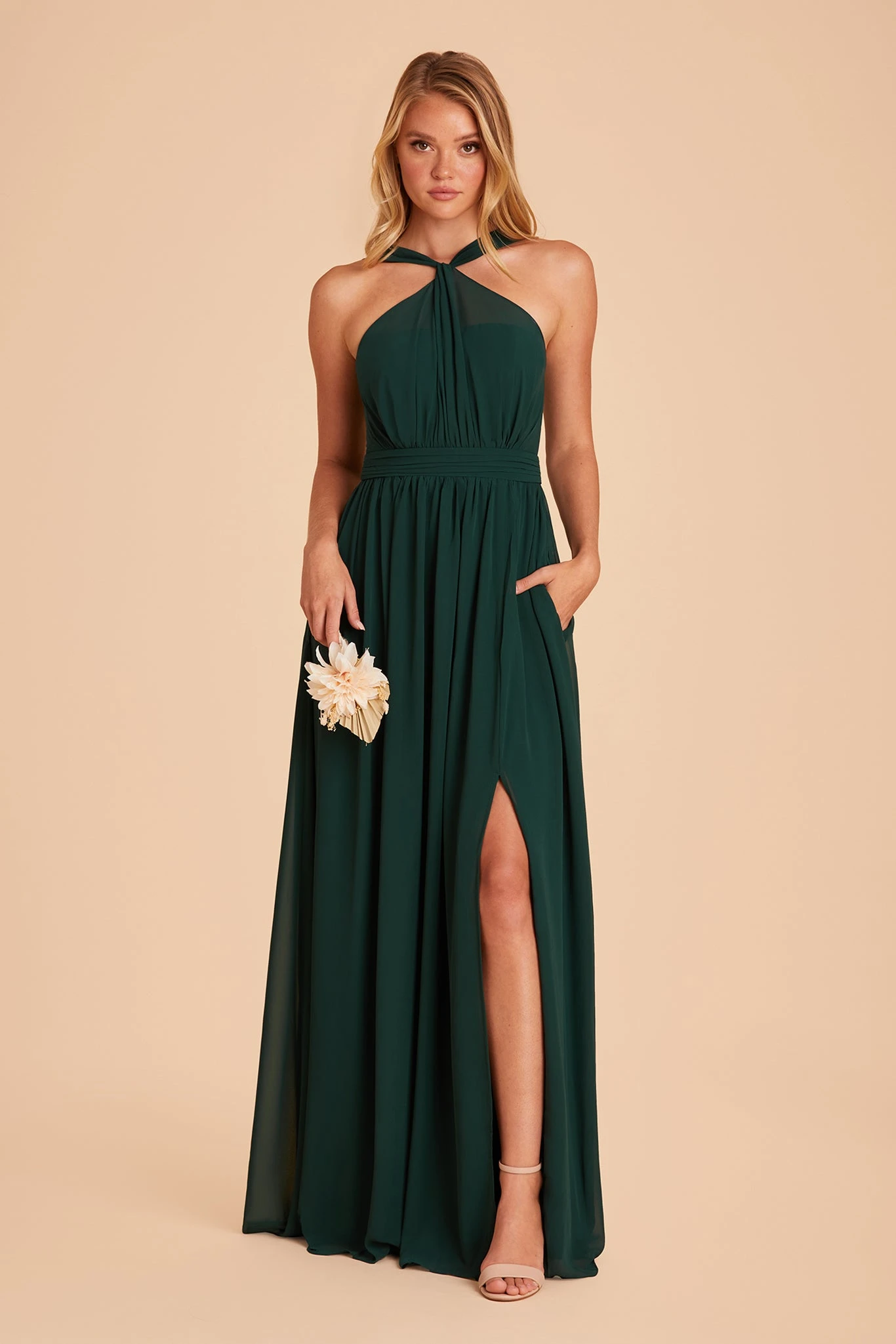Kiko Chiffon Dress - Emerald - Image 5