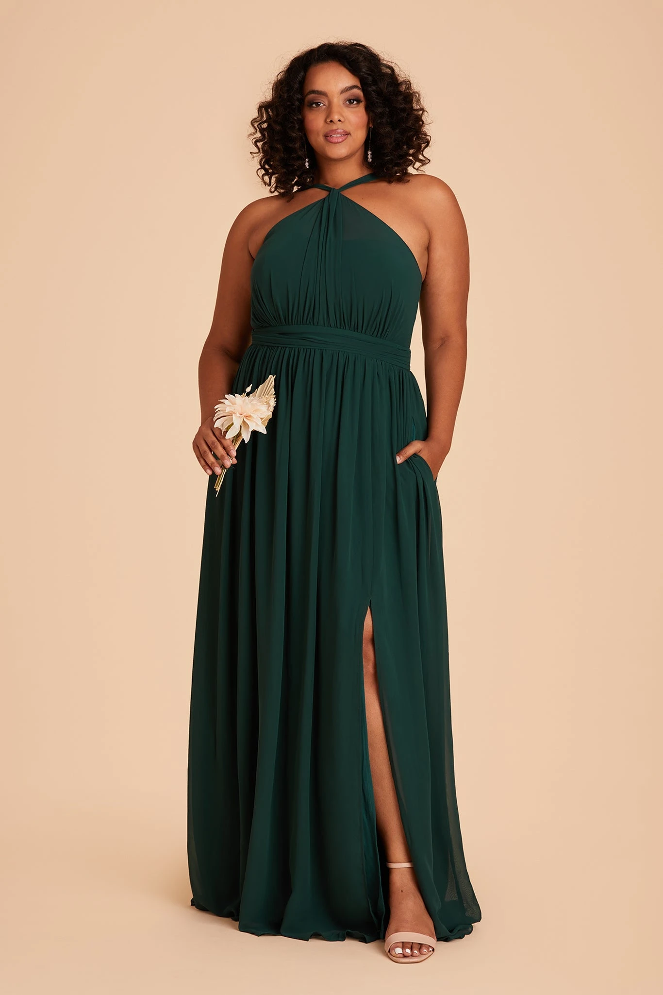 Kiko Chiffon Dress - Emerald - Image 11