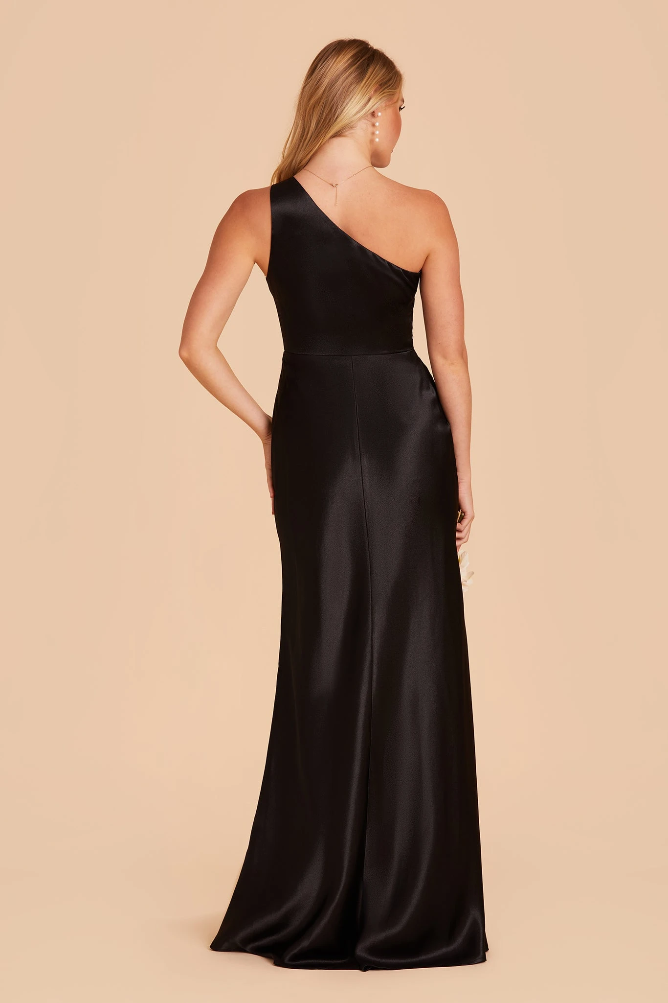 Kira Shiny Satin Dress - Black - Image 6