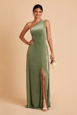 Kira Velvet Dress - Dark Sage