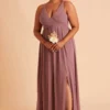 Laurie Empire Dress - Dark Mauve