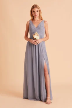 Laurie Empire Dress - Dusty Blue